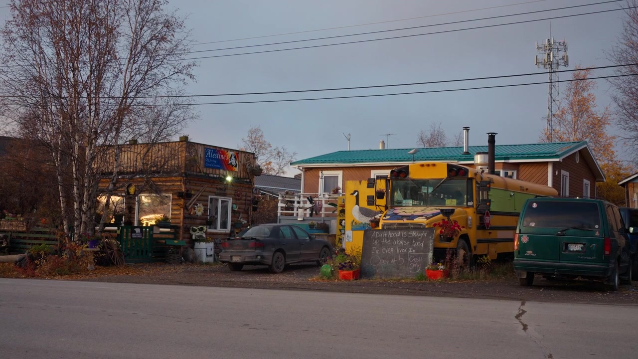 Alestine's Food Restaurant View From The Outside In Northwest Territories, Canada.