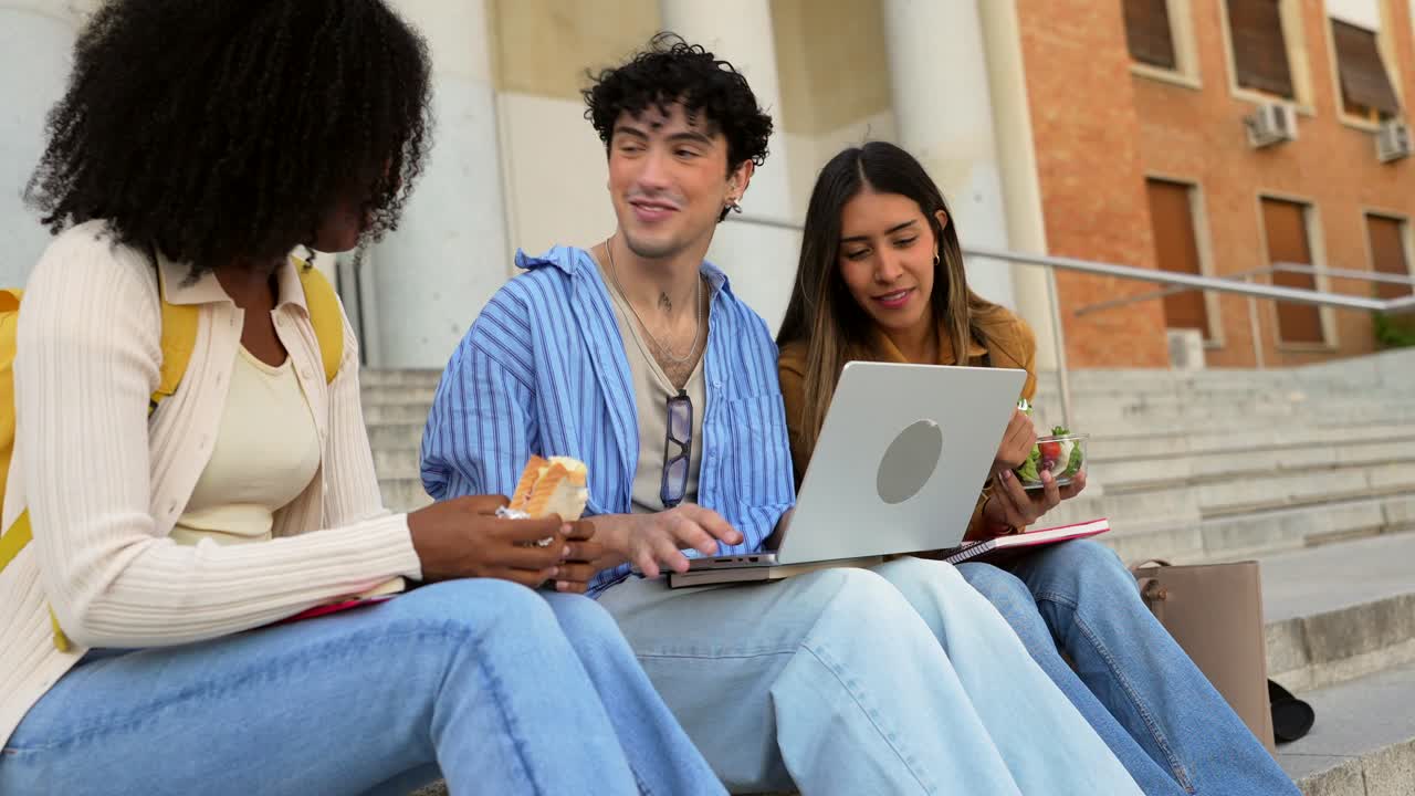 Students Studying Together on Campus