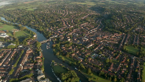 circling aerial shot over residential caversham reading uk