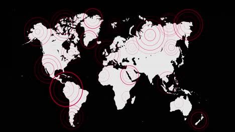 White-world-map-with-radiating-red-concentric-circles-over-territories-on-blue-background