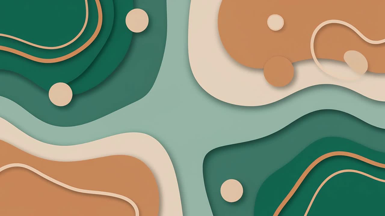 Dynamic Abstract Background with Flowing Green and Brown Shapes