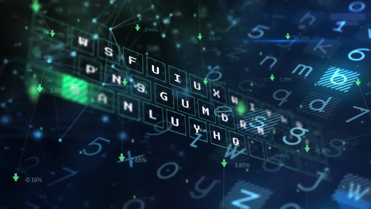 블랙 배경에 연결 네트워크와 데이터 처리의 애니메이션