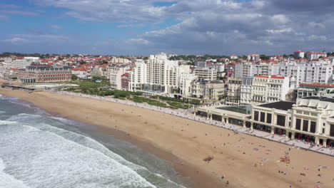 biarritz main beach grande plage aerial shot sunny day seaside resort