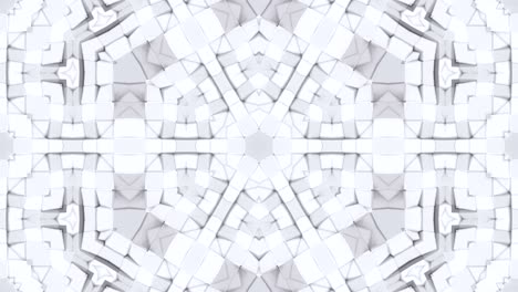 fondo abstracto poli geométrico bajo como un efecto de vidriera o caleidoscopio en movimiento en 4k. animación 3d de bucle, imágenes sin costuras en el popular estilo poli bajo. color blanco v2