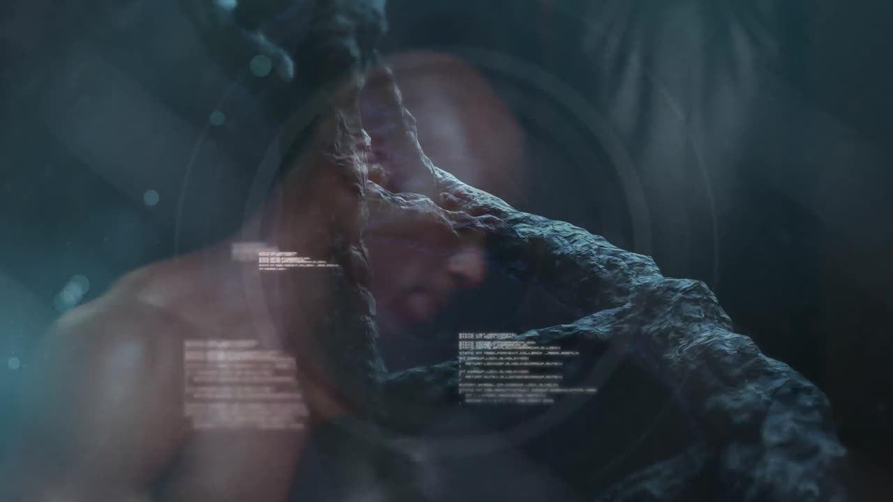 animación de la cadena de adn sobre un boxeador masculino musculoso haciendo ejercicio