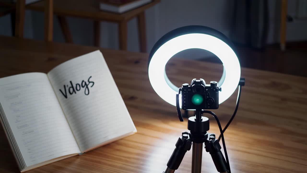 Vlog Setup with Ring Light and Camera