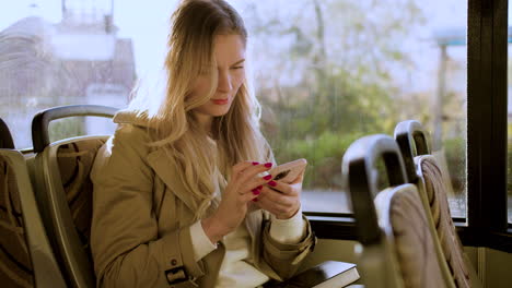 young woman in the bus