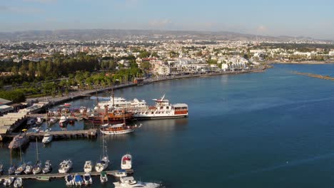 aerial shots of the historical port of paphos, cyprus