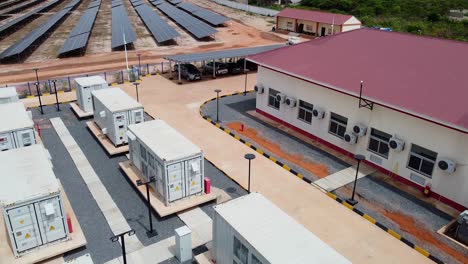 aerial view of a solar power plant and energy storage facility