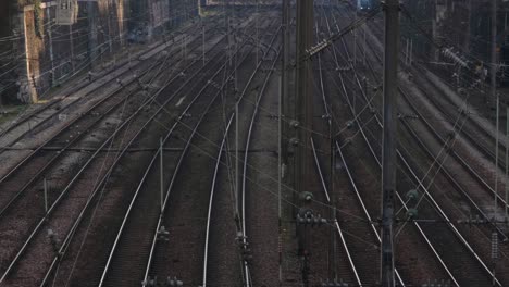slow motion of a train leaving a railroad station in paris