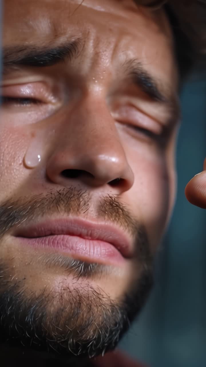 A Deep Emotional Journey: A Man's Heartfelt Transformation from Vulnerability to Pain Captured in Two Frames, Showing Raw Human Emotion and Struggle