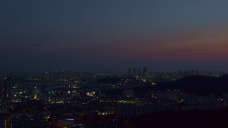 landscape cityscape wide angle view viewpoint timelapse from high angle, town city urban evening and night