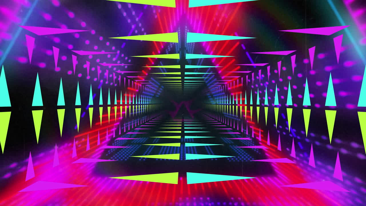 animación de formas caleidoscópicas en movimiento brillantes sobre un fondo negro