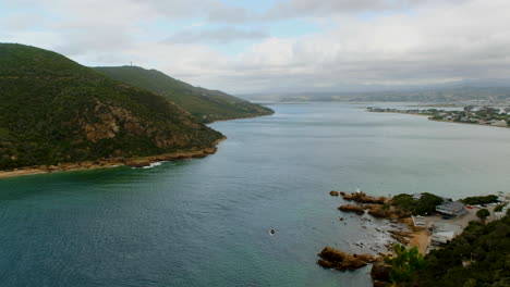 panoramic pan from viewing deck at the heads across knysna lagoon