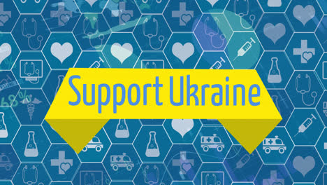 animation of data processing over support ukraine text