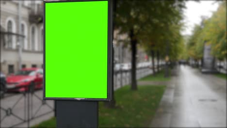 billboard green screen on a city street