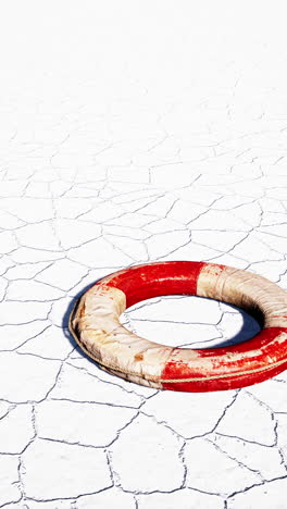 life preserver in a dried-up desert