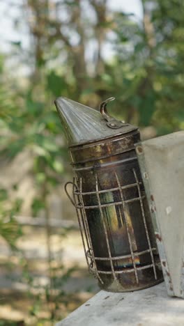 bee smoker in garden