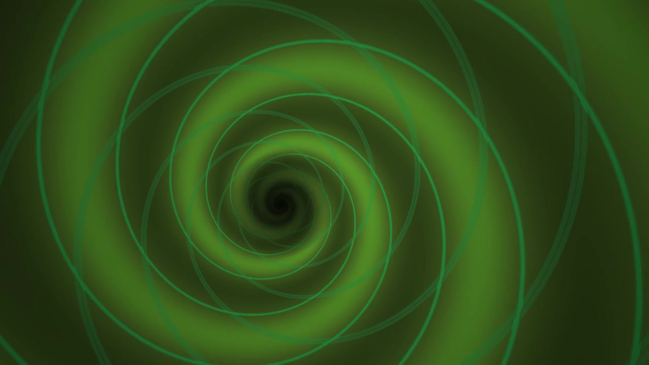 Tunnel a spirale verde ipnotico in rotazione continua