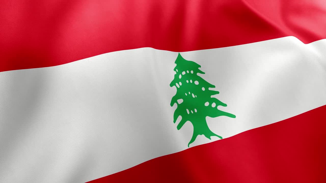 Realistic waving flag of Lebanon, red and white stripes with green cedar tree. Middle Eastern national symbol, Beirut, patriotism concept