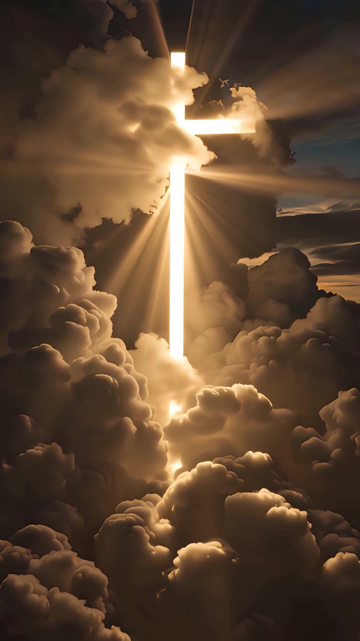 Sfondo per Adorazione 4K: Croce Cristiana e Luce Celeste