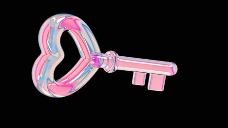 aesthetic heart shaped key animation isolated asset, transparent 4k video, alpha channel, prores