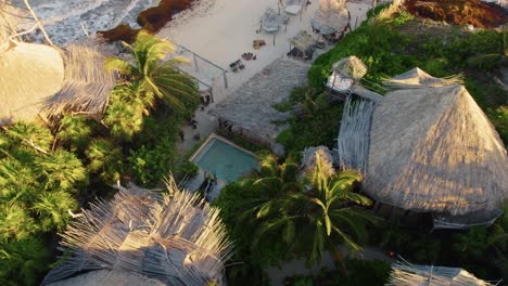 Aerial-view-of-private-resort-housing-in-Azulik,-Mexico