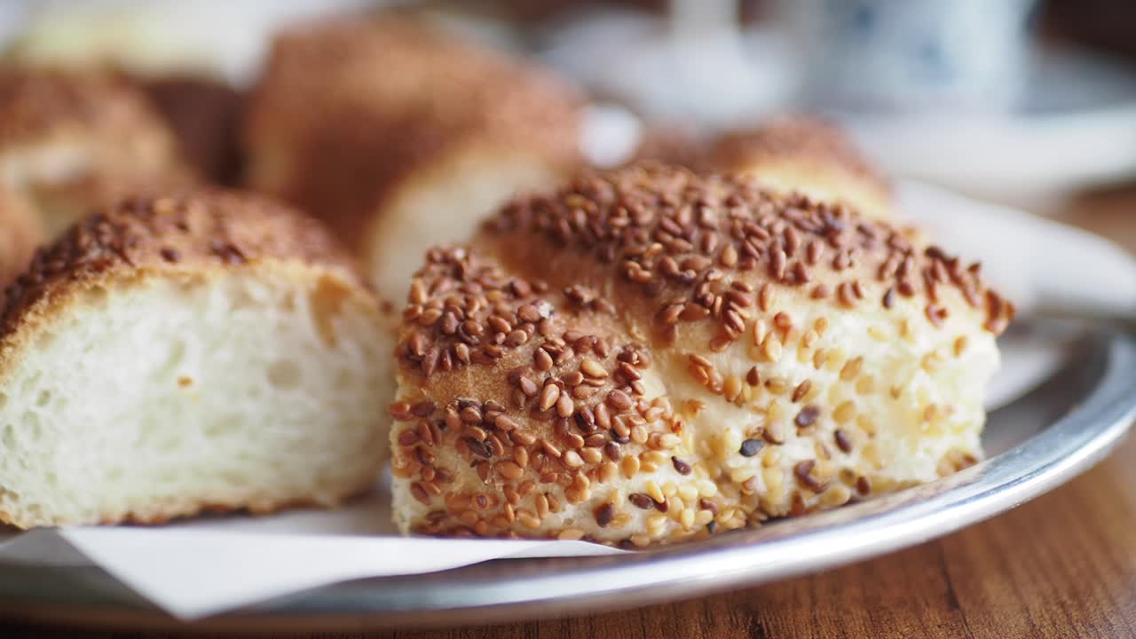 Freshly Baked Sesame Seed Bread Pieces