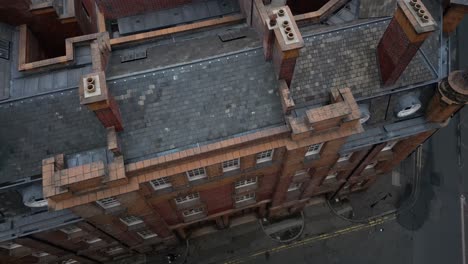 aerial drone flight over london road fire station under refurbishment next to manchester piccadilly train station