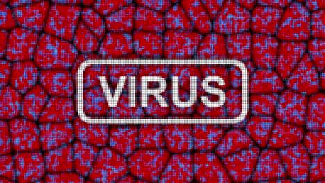 mensaje de virus de píxel de computadora animación de pantalla roja