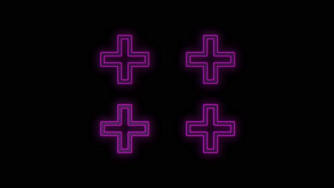 pulsing neon purple plus sign pattern in rows