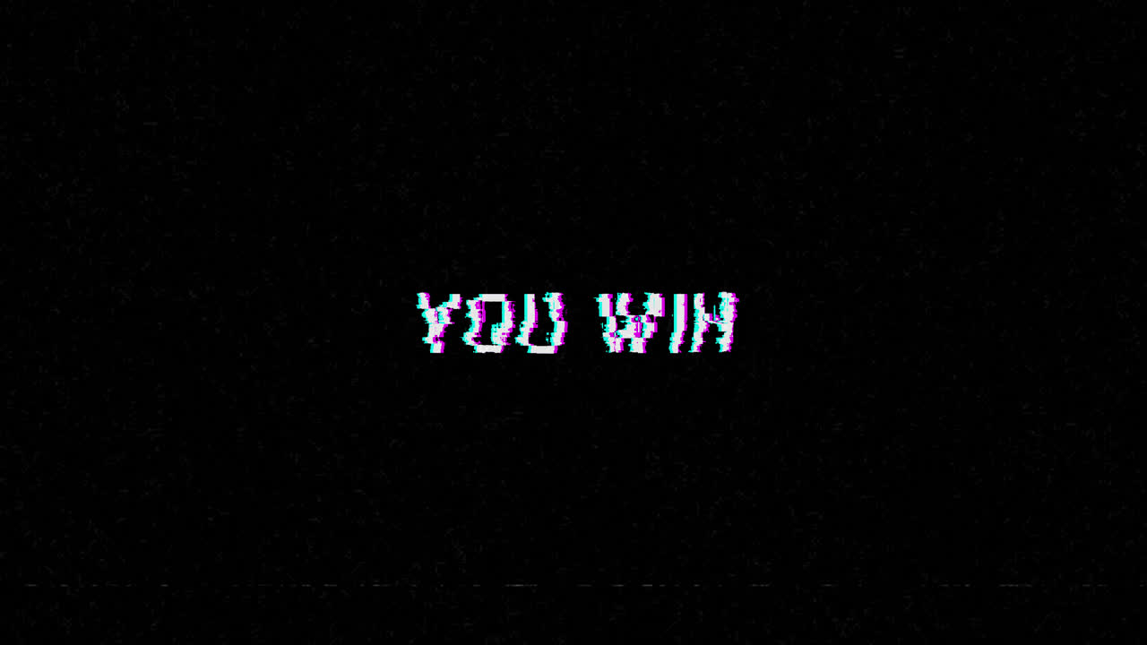 Pixelated 'You Win' Text with Digital Glitch Effect
