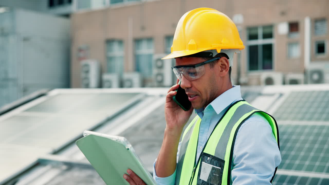 ingeniero inspeccionando paneles solares