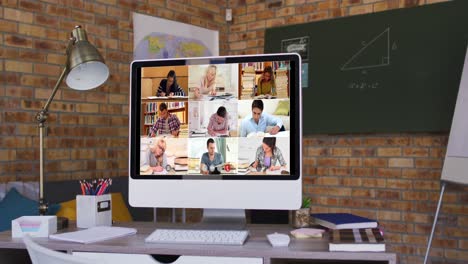 group of students on computer screen during video call