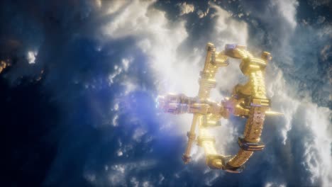la tierra y la nave espacial. nave espacial sobre la tierra