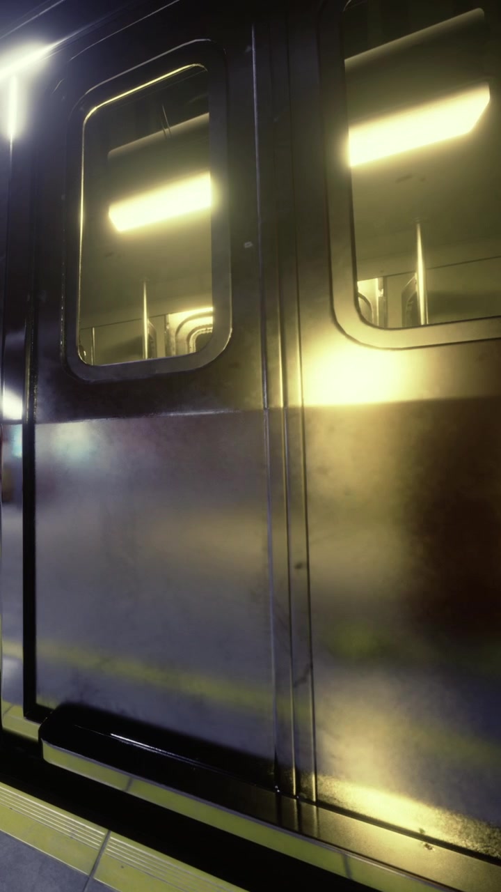 Porte del treno aperte in una stazione della metropolitana affollata nel tardo pomeriggio