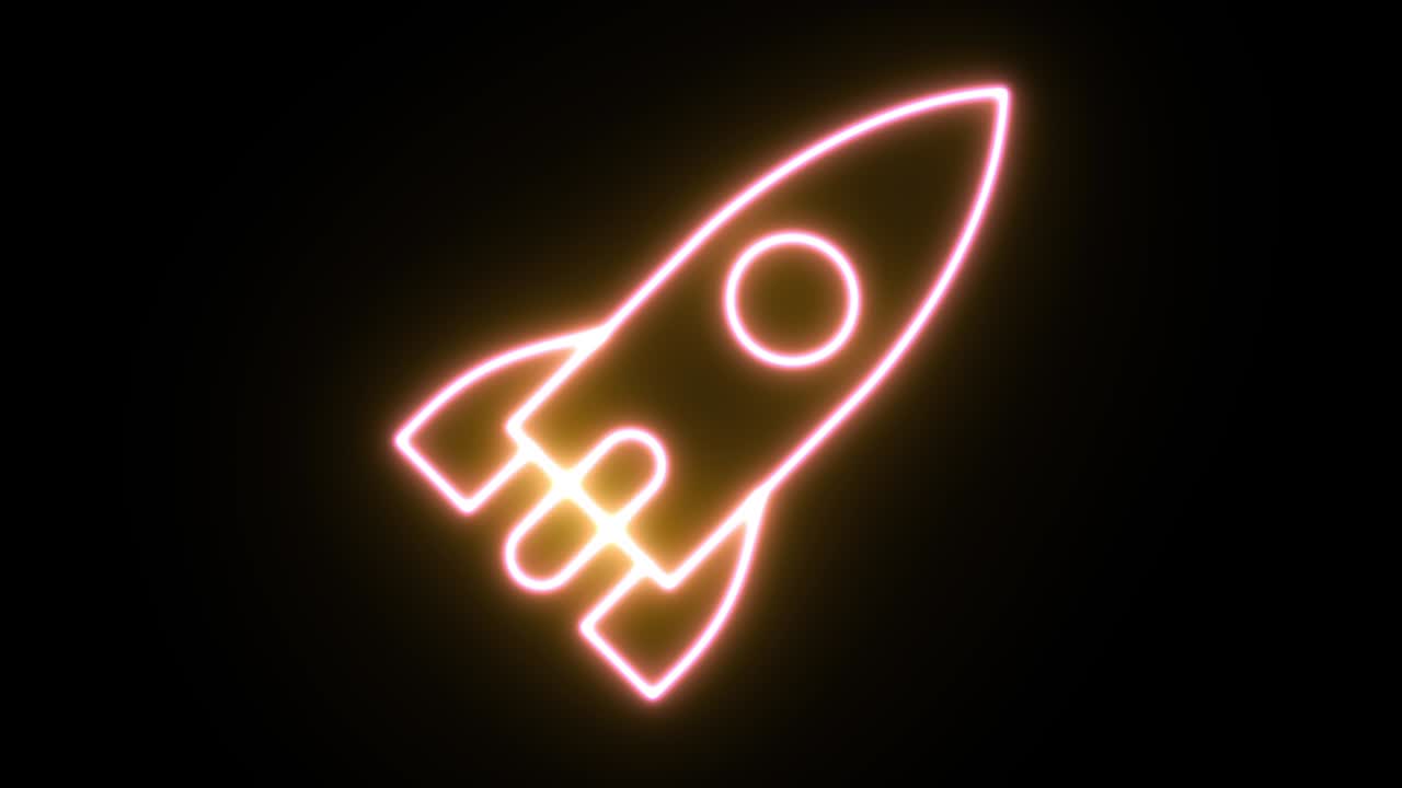 animación de icono de luz de neón. fondo negro 4k uhd.