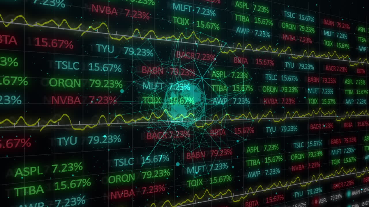 mercado de valores con la esfera de la red digital.