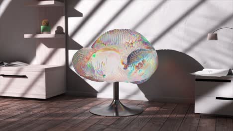 iridescent bubble chair in modern interior