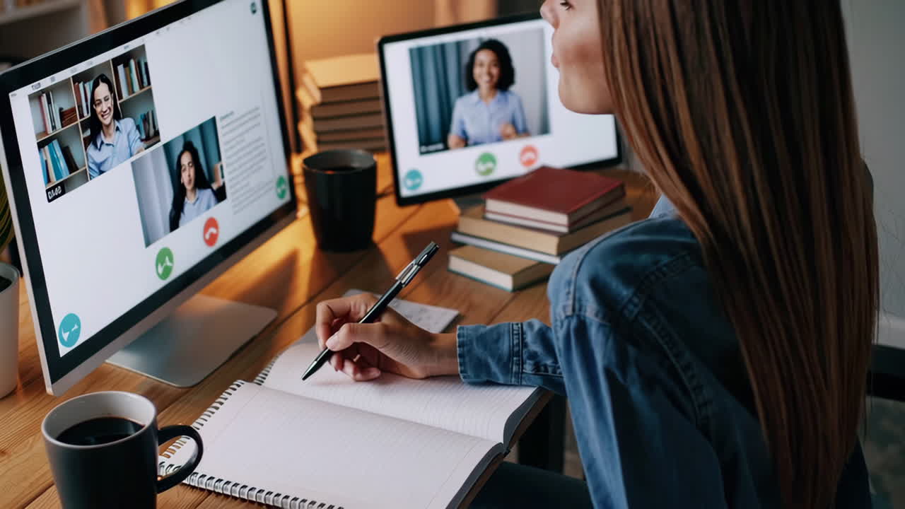 mujer estudiando en línea