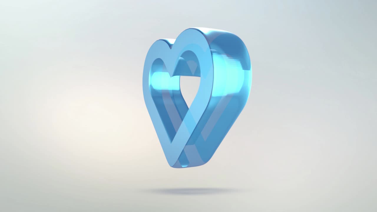 Icon heart made of glass. Transparent rotating symbol of love with the alpha channel