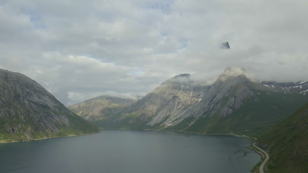 Wide shot of Stetind mountain, in Nordland, Norway