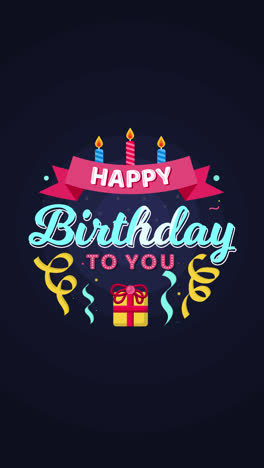 gráfico de movimiento de la composición de cumpleaños con regalo y velas