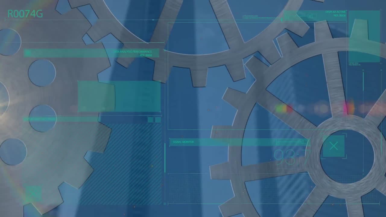 animación del procesamiento de datos sobre los engranajes