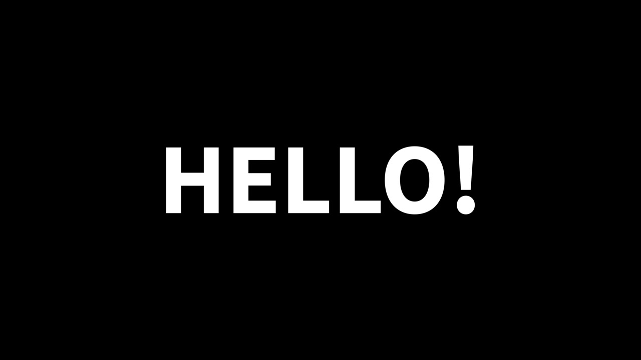 Simple Modern Animated Text Hello 4K isolated on black background