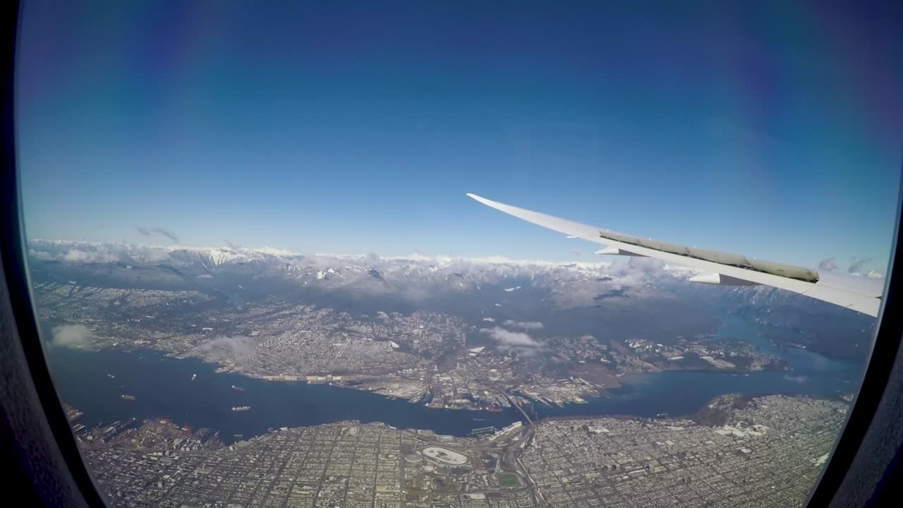 Looking North out plane window at Vancouver British Columbia