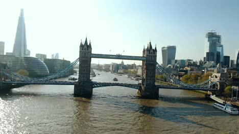 drone shot of the famous bridge in london