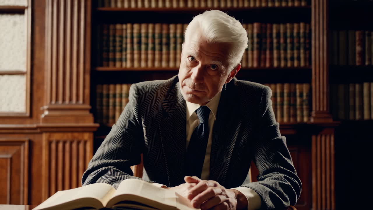 Senior Businessman in a Library