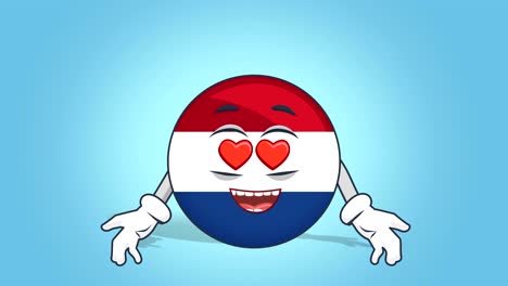 cartoon icon flag netherlands holland love eyes with face animation with alpha matte