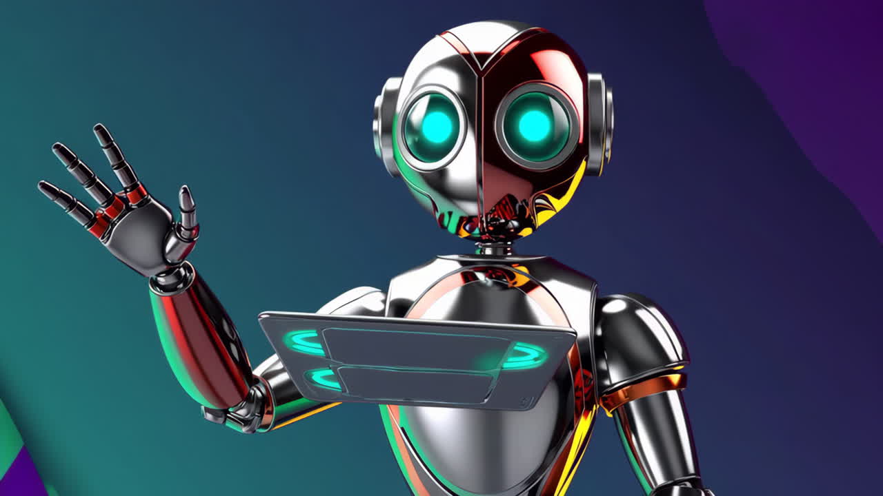 Futuristic AI Robots Engaging with Technology